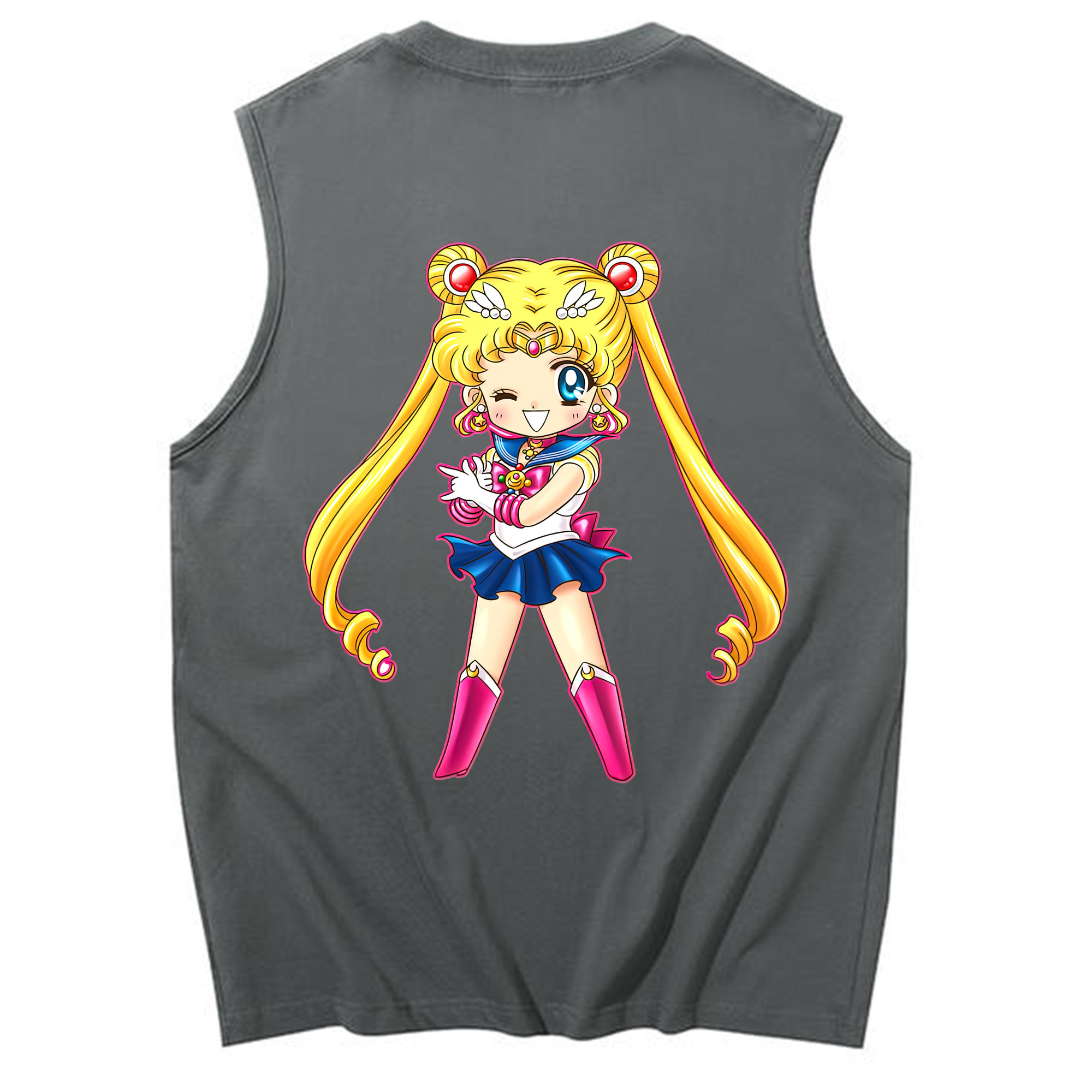 （画像用） 美少女戦士セーラームーン 月野 うさぎ つきの うさぎ Sailor Moon Tsukino Usagi コットン100％タンクトップ（背面プリント）